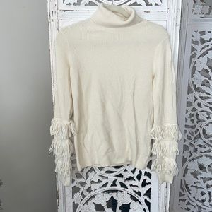 Michael Kors size XS cream fringe sleeve sweater